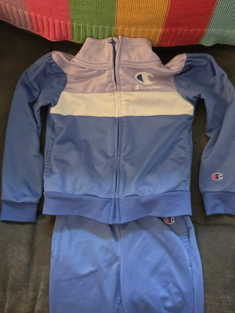 Champion Girls' Lavender, White & Periwinkle Blue Track Jacket Set